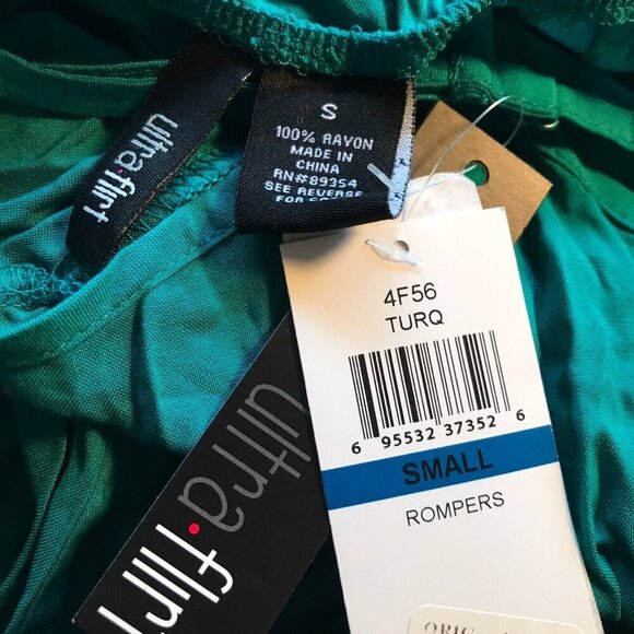 ULTRA FLIRT Juniors' Turquoise Sleeveless Romper w/Cinched Waist NWT Small - Picture 9 of 9